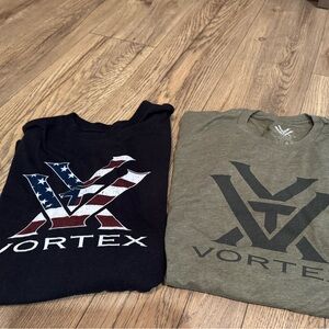 Vortex Logo T-Shirts in Black and Olive size large
